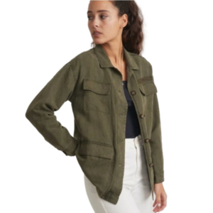 Marine Layer Zito Chore Coat in Olive Green Linen Blend Shacket Button Up M